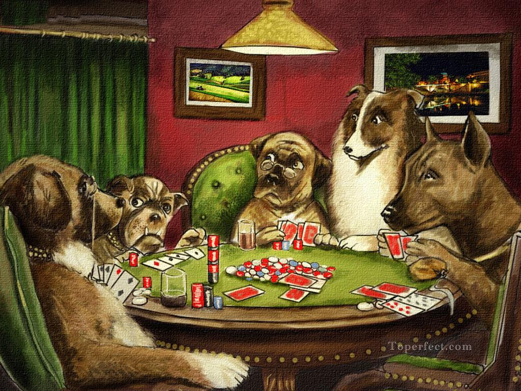 Chiens jouant au poker Peintures à l'huile